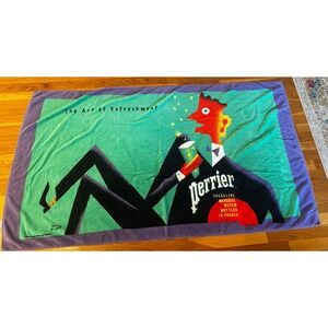 Vintage Perrier Tux Man Art Of Refreshment Pool Towel Terry Allen 1994 Hilasal‎